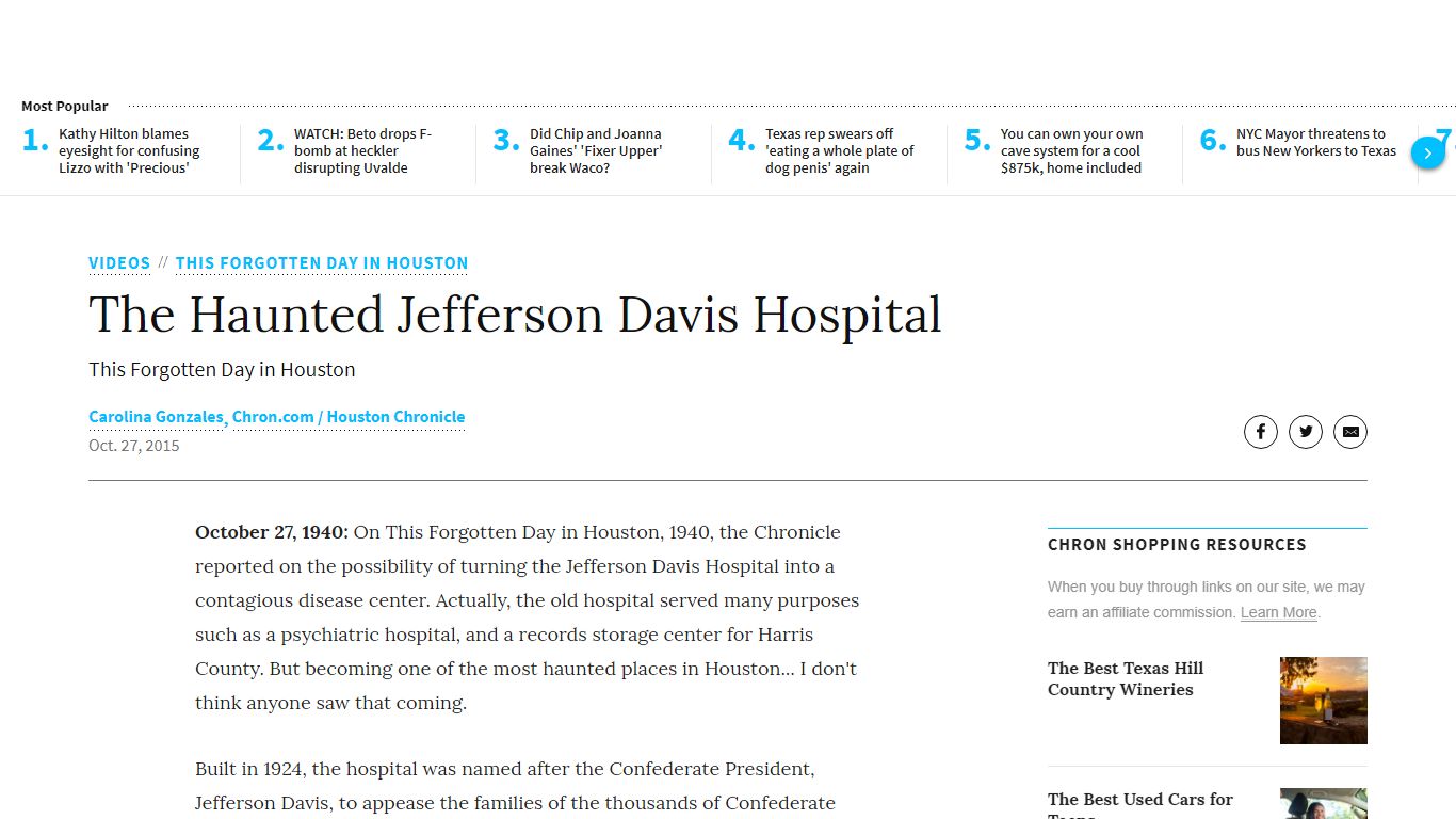 The Haunted Jefferson Davis Hospital - Chron.com: Houston ...